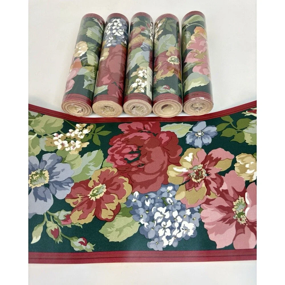 VTG Lot of 5 Candlewood Floral Wallpaper Border #D96 13898-013 25yds NOS Sealed